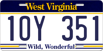 WV license plate 1OY351