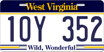 WV license plate 1OY352