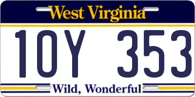 WV license plate 1OY353