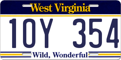 WV license plate 1OY354