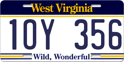 WV license plate 1OY356