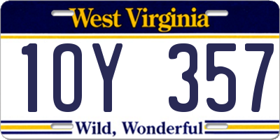 WV license plate 1OY357