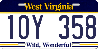 WV license plate 1OY358