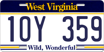 WV license plate 1OY359