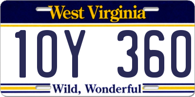 WV license plate 1OY360