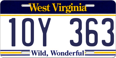WV license plate 1OY363
