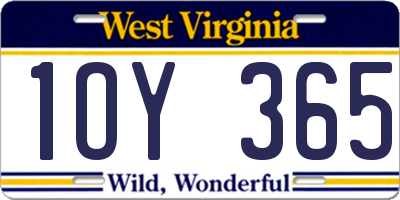 WV license plate 1OY365