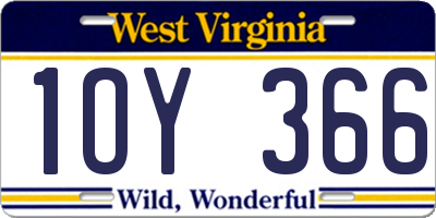 WV license plate 1OY366