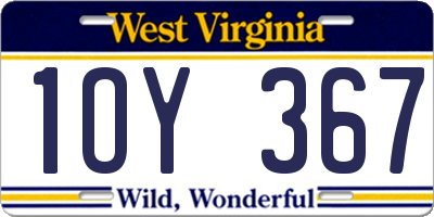 WV license plate 1OY367