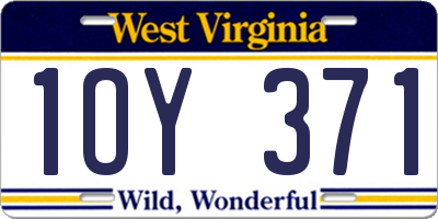 WV license plate 1OY371
