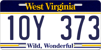 WV license plate 1OY373