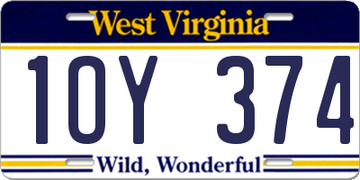 WV license plate 1OY374
