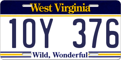 WV license plate 1OY376