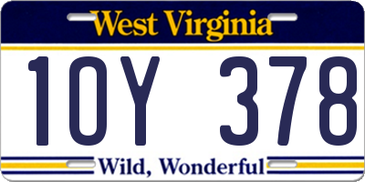WV license plate 1OY378