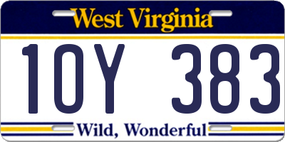 WV license plate 1OY383