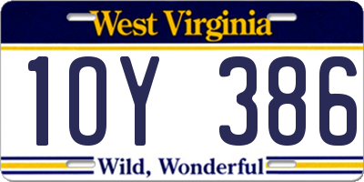 WV license plate 1OY386