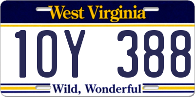 WV license plate 1OY388