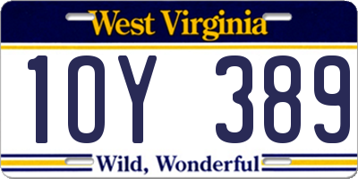 WV license plate 1OY389