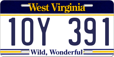 WV license plate 1OY391