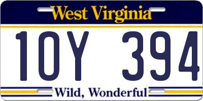 WV license plate 1OY394