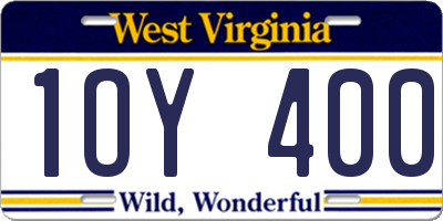 WV license plate 1OY400