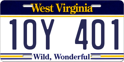 WV license plate 1OY401