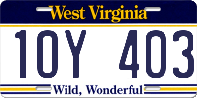 WV license plate 1OY403