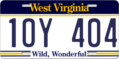 WV license plate 1OY404