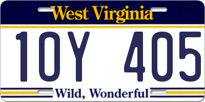 WV license plate 1OY405