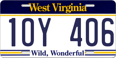 WV license plate 1OY406