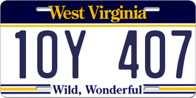 WV license plate 1OY407