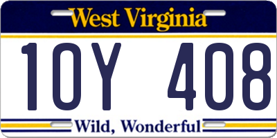 WV license plate 1OY408