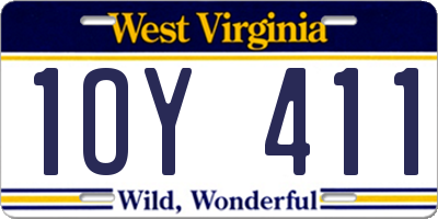 WV license plate 1OY411