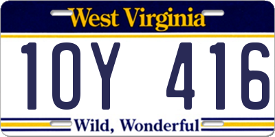 WV license plate 1OY416