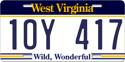WV license plate 1OY417