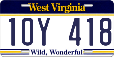WV license plate 1OY418