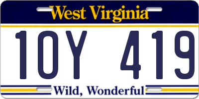 WV license plate 1OY419