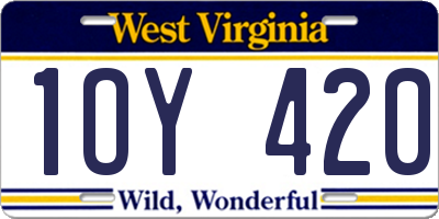WV license plate 1OY420