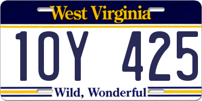 WV license plate 1OY425