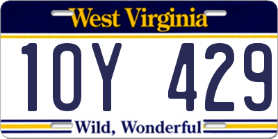 WV license plate 1OY429