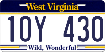 WV license plate 1OY430