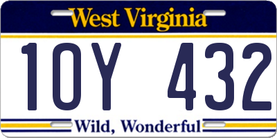 WV license plate 1OY432