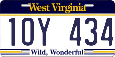 WV license plate 1OY434