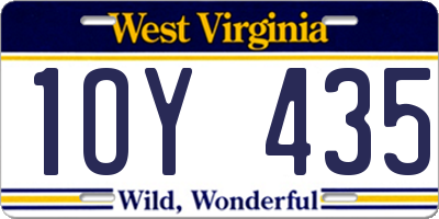 WV license plate 1OY435