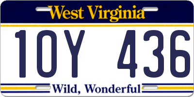 WV license plate 1OY436
