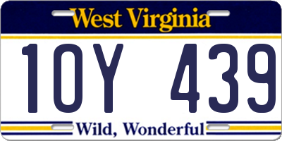 WV license plate 1OY439