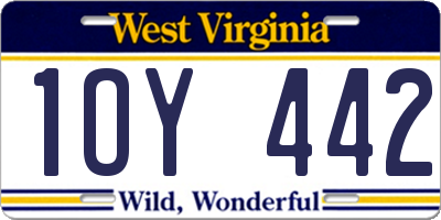 WV license plate 1OY442