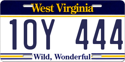 WV license plate 1OY444