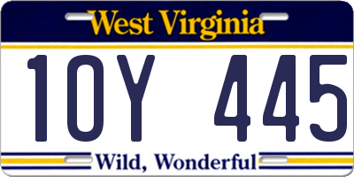 WV license plate 1OY445