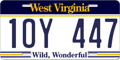 WV license plate 1OY447